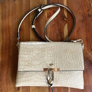 Vegan Leather Shoulder Bag or Clutch Tan or Cream Color
